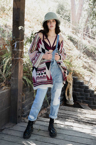 Dreams Faux Hair Pocket Aztec Ruana